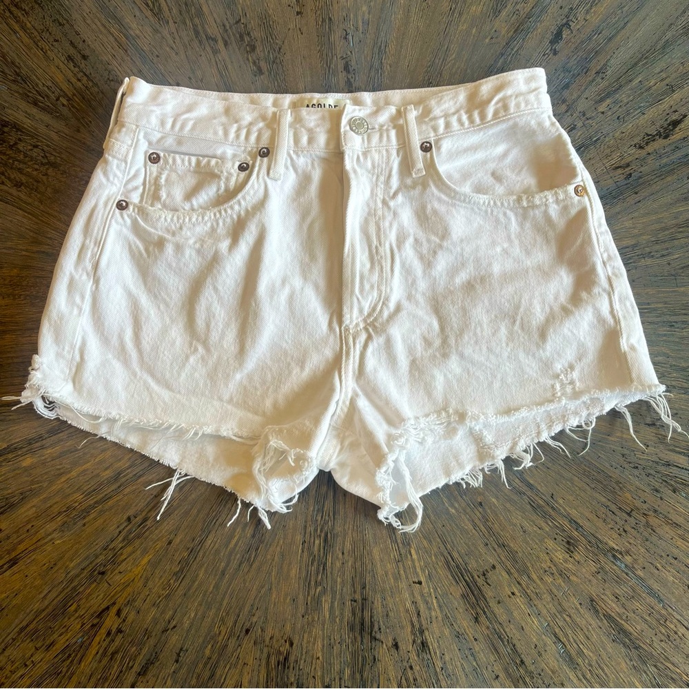 Agolde White Jean Shorts